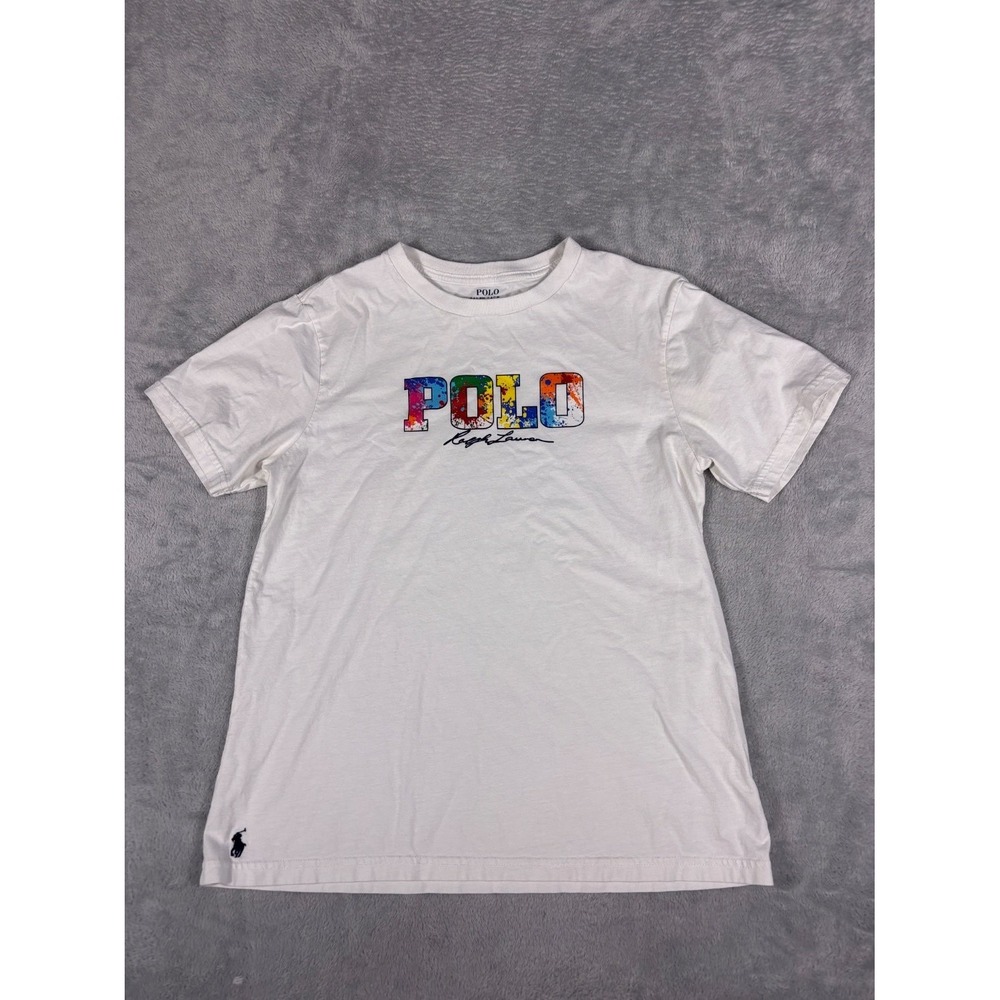 Polo Ralph Lauren T-Shirt Boys L White Crew Neck Short Sleeve Speelout logo